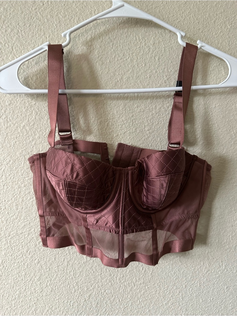 Victoria's Secret Women's Quilted Longline Bra Bustier in Dusty Rose 34B/ NWT